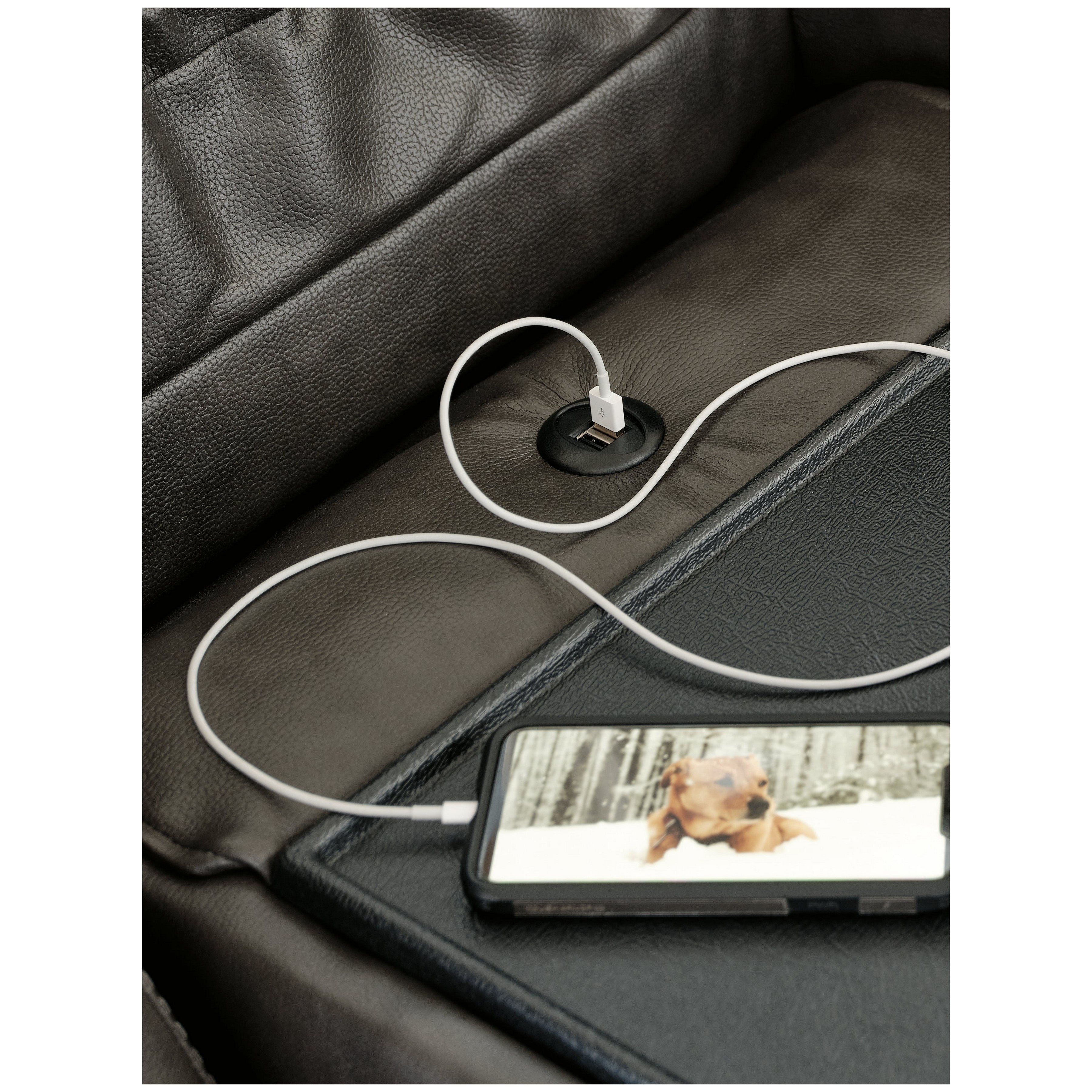 Willamen Reclining Sofa with Drop Down Table Ash-1480189