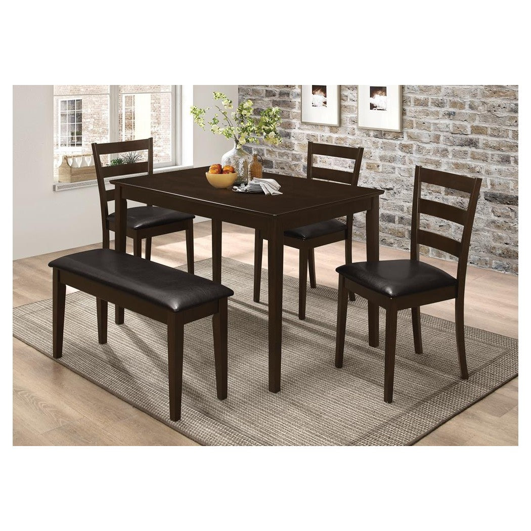 Guillen 5-piece Dining Set with Bench Cappuccino and Dark Brown 150232