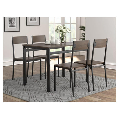 Lana 5-piece Dining Set Ark Brown and Matte Black 150505