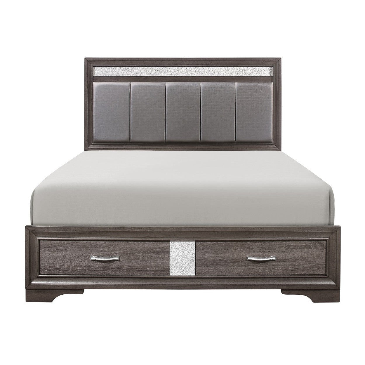 (3) Queen Platform Bed with Footboard Drawers 1505-1*