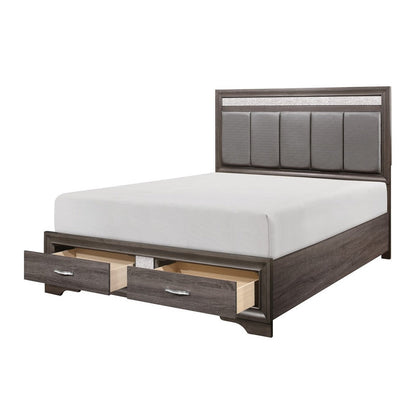 (3) Queen Platform Bed with Footboard Drawers 1505-1*