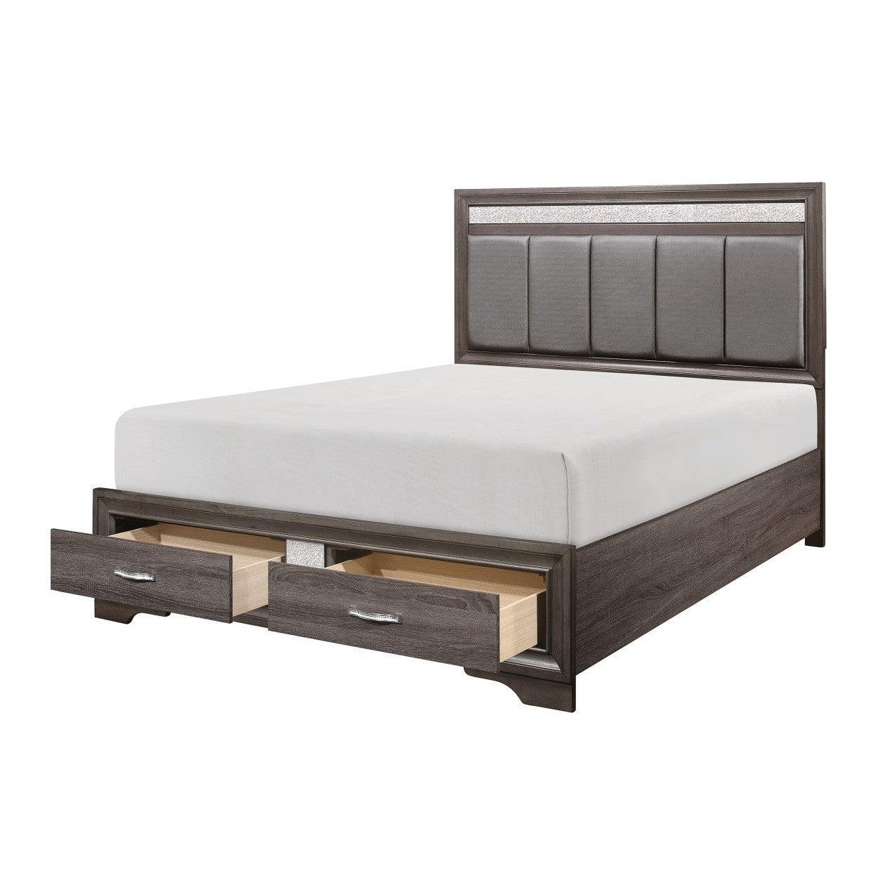 (3) Eastern King Platform Bed with Footboard Drawers 1505K-1EK*