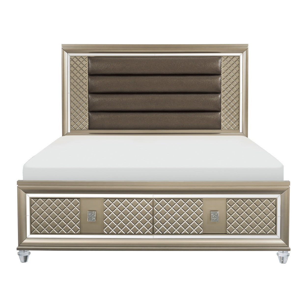 (3) Eastern King Platform Bed with LED Lighting and Storage Footboard 1515K-1EK*