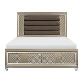 (3) Queen Platform Bed with LED Lighting and Storage Footboard 1515-1*