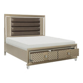(3) Eastern King Platform Bed with LED Lighting and Storage Footboard 1515K-1EK*
