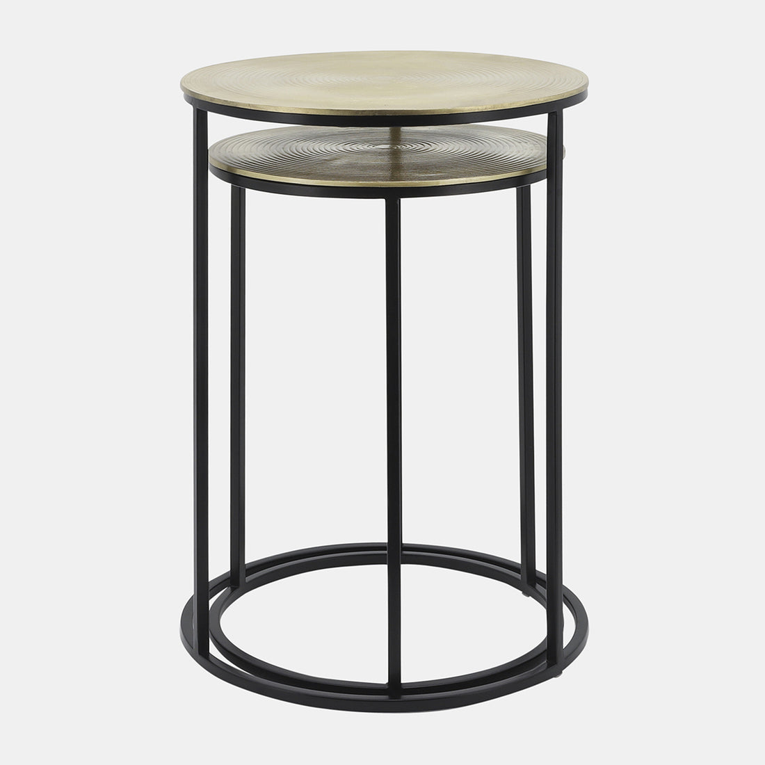 Sagebrook Home S/2 Metal 20/23&quot; Round Side Table, Gold/blk