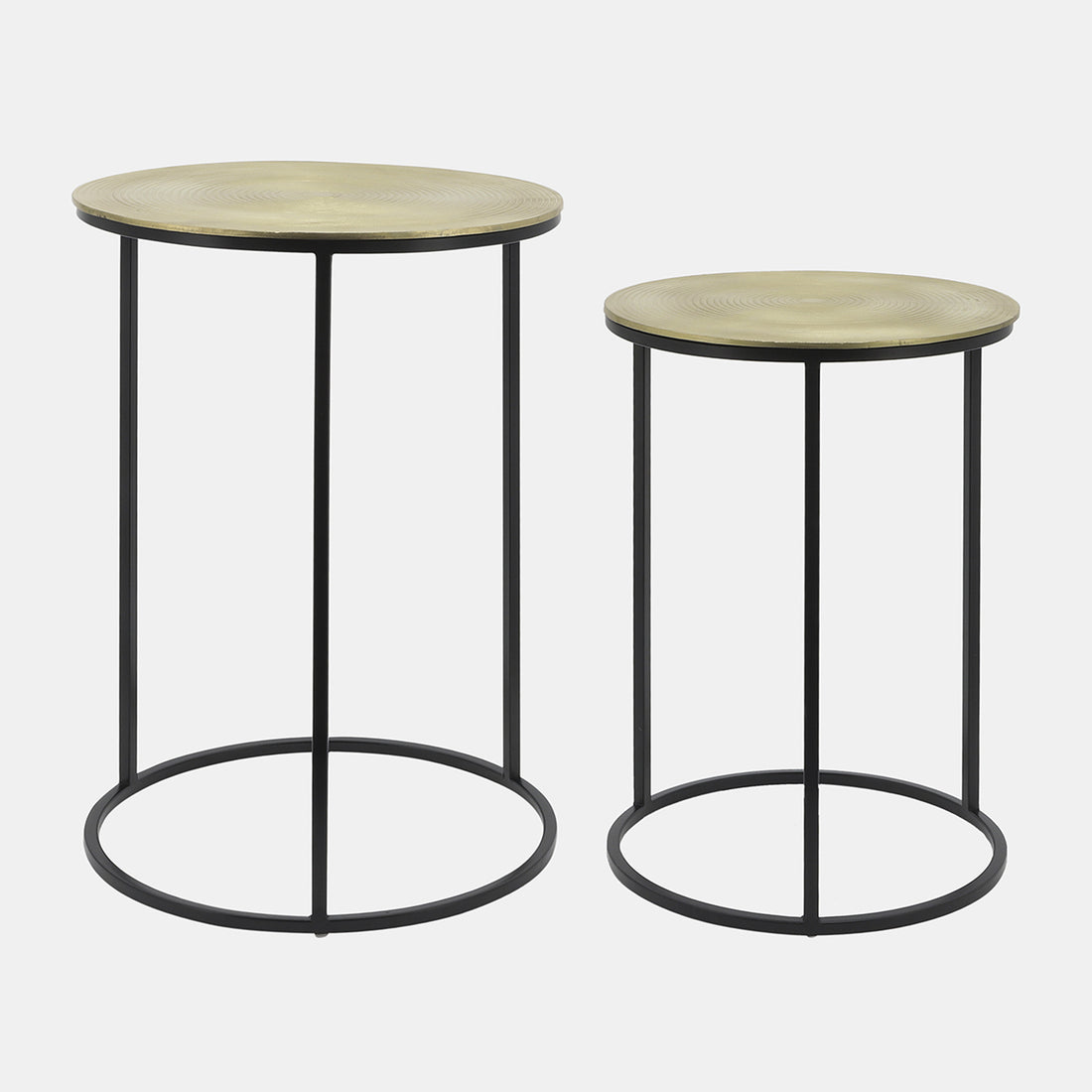 Sagebrook Home S/2 Metal 20/23&quot; Round Side Table, Gold/blk