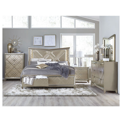 (3) California King Platform Bed with LED Lighting and Footboard Storage 1522K-1WFCK*