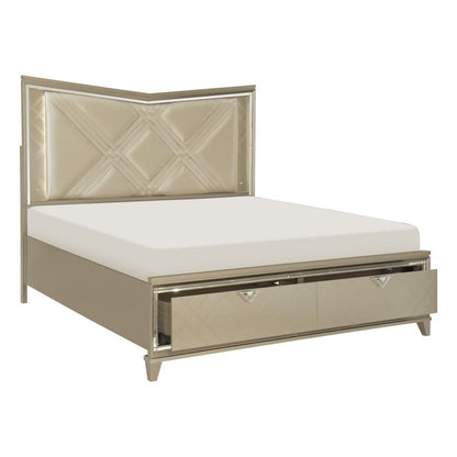 (3) Eastern King Platform Bed with LED Lighting and Footboard Storage 1522K-1WFEK*
