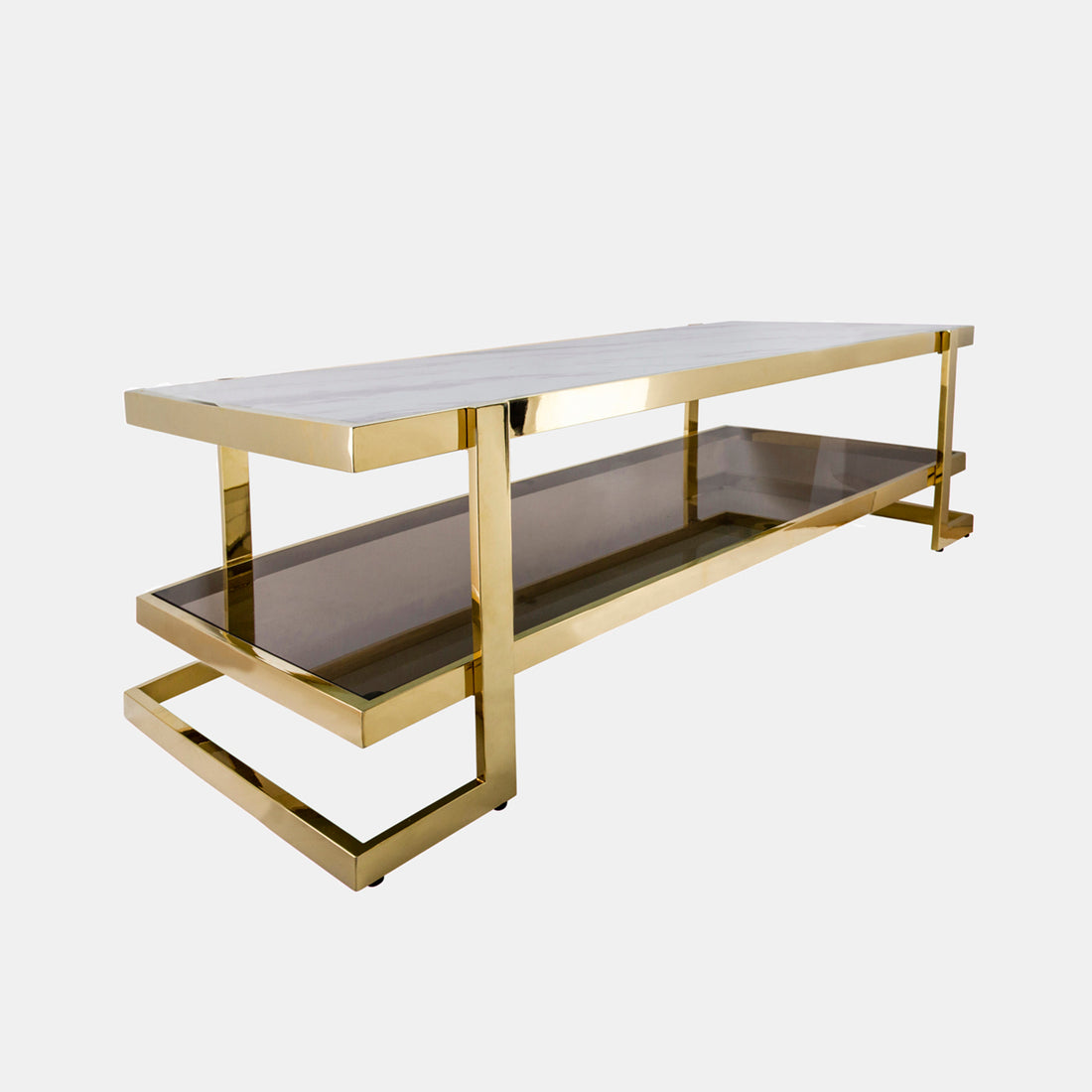 Sagebrook Home Metal/marble Glass Coffee Table, Gold/white Kd