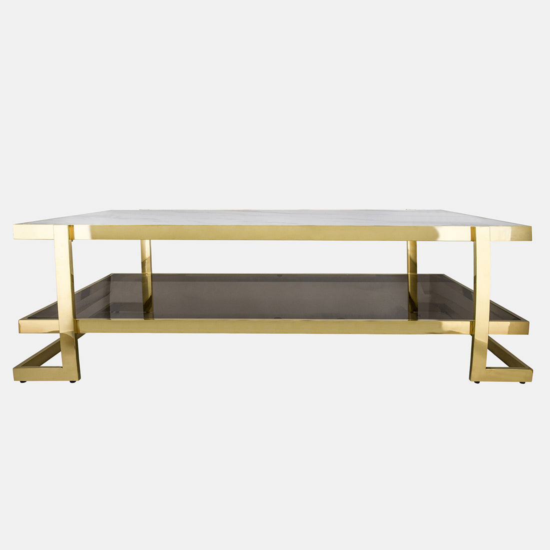 Sagebrook Home Metal/marble Glass Coffee Table, Gold/white Kd