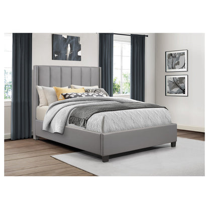 (2) QUEEN PLFM BED, GRAY PVC 1570GY-1*