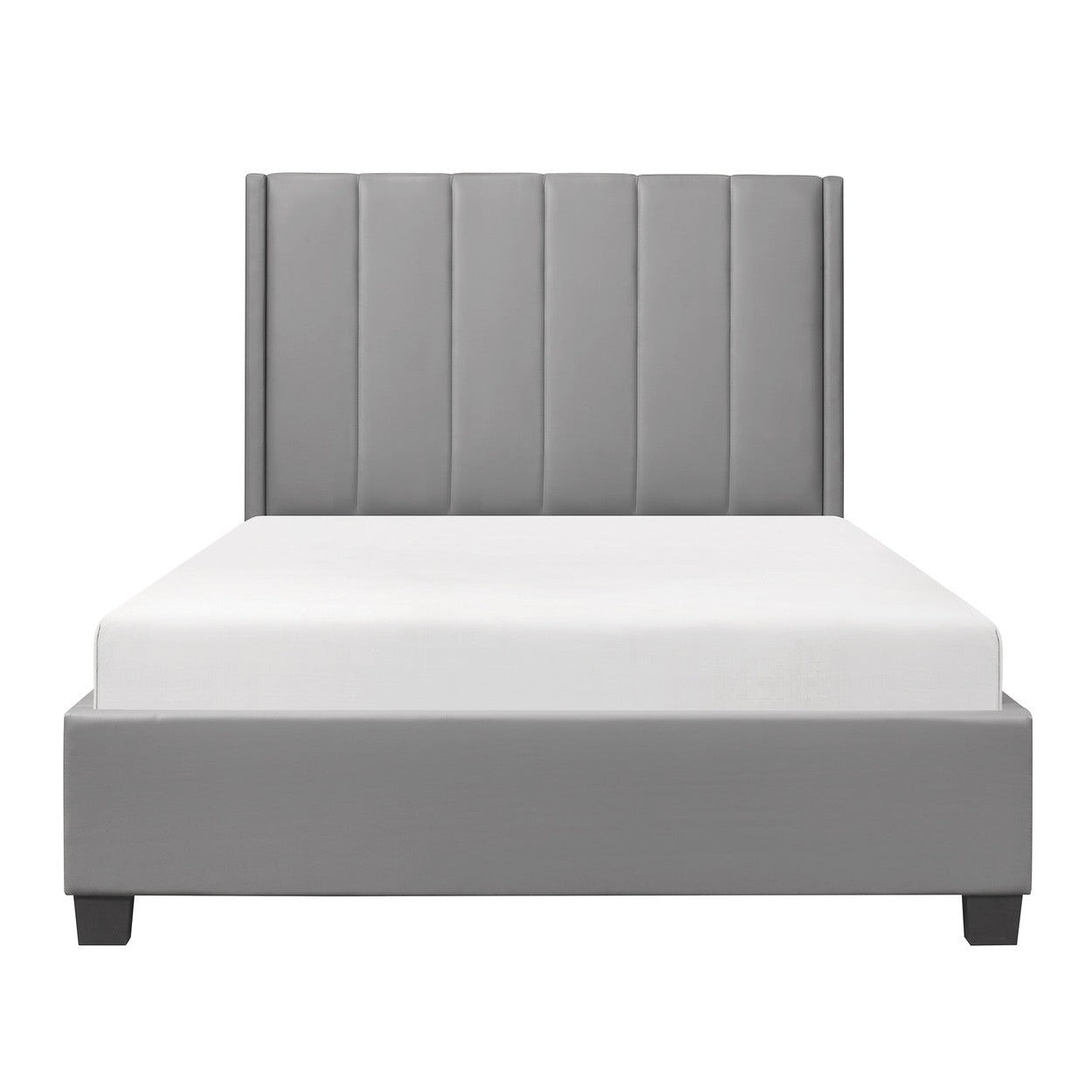 (2) QUEEN PLFM BED, GRAY PVC 1570GY-1*