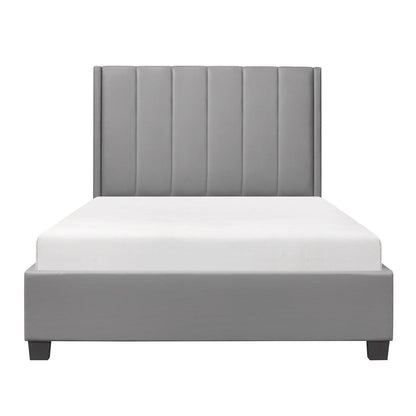 (2) QUEEN PLFM BED, GRAY PVC 1570GY-1*