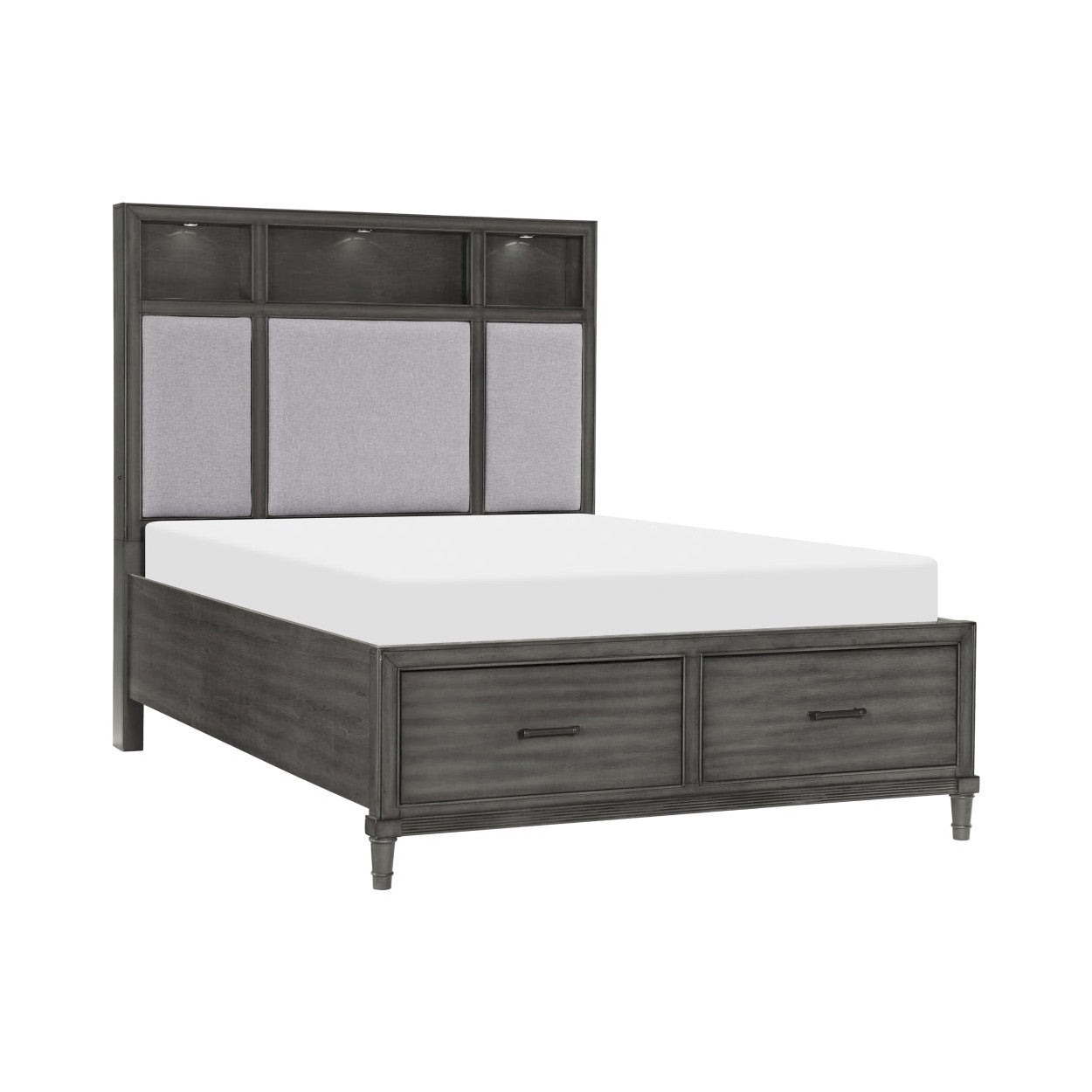 (3) QUEEN PLFM BED W/FB DRW, LED 1573-1*