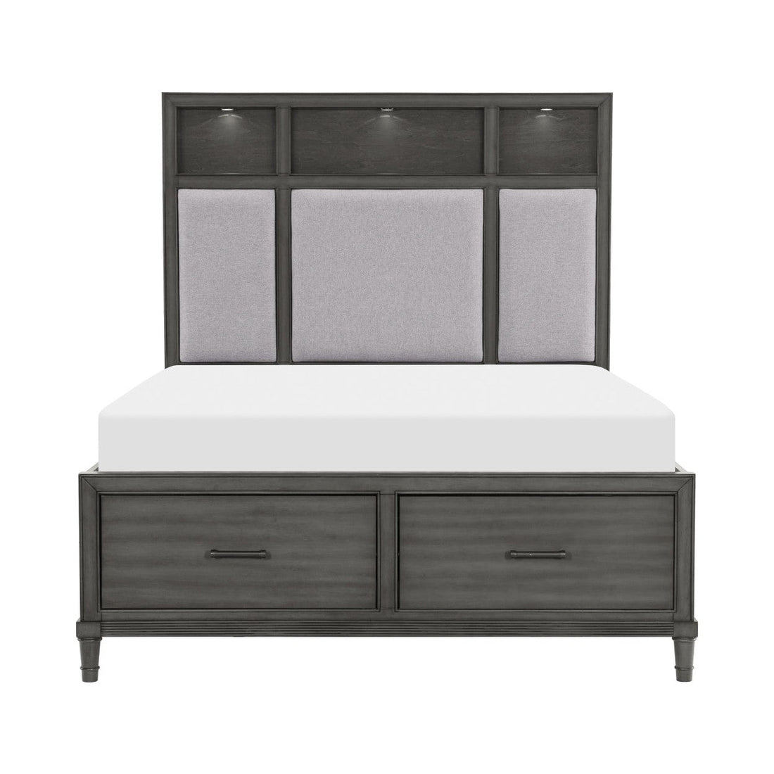 (3) QUEEN PLFM BED W/FB DRW, LED 1573-1*