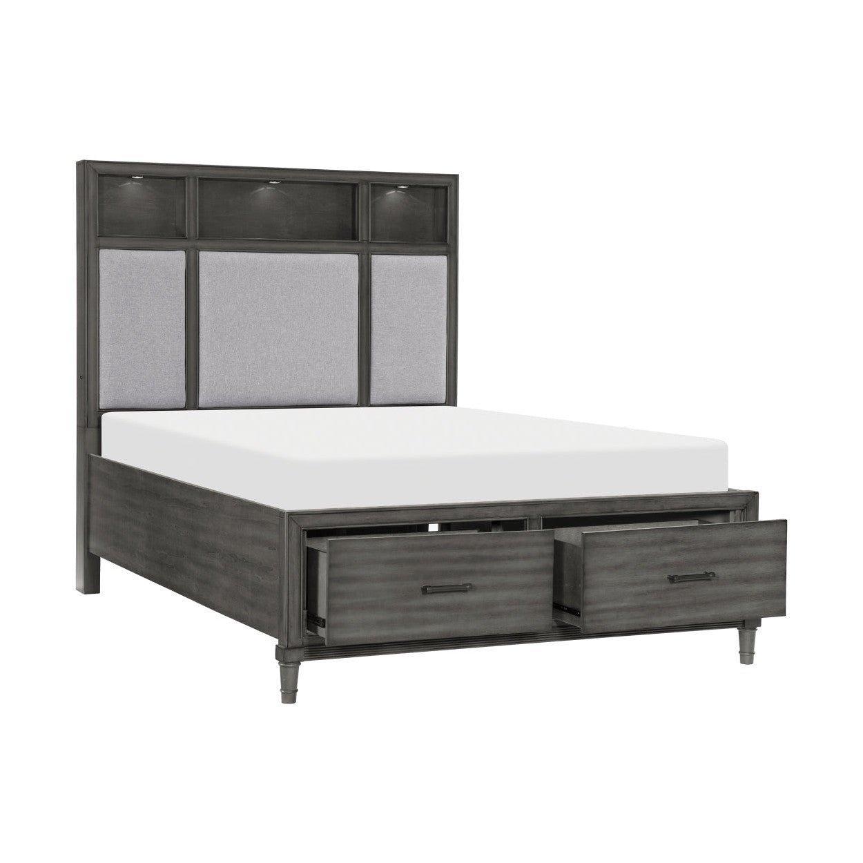 (3) QUEEN PLFM BED W/FB DRW, LED 1573-1*