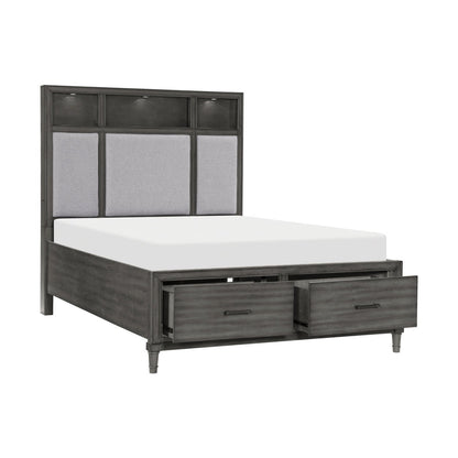 (3) QUEEN PLFM BED W/FB DRW, LED 1573-1*
