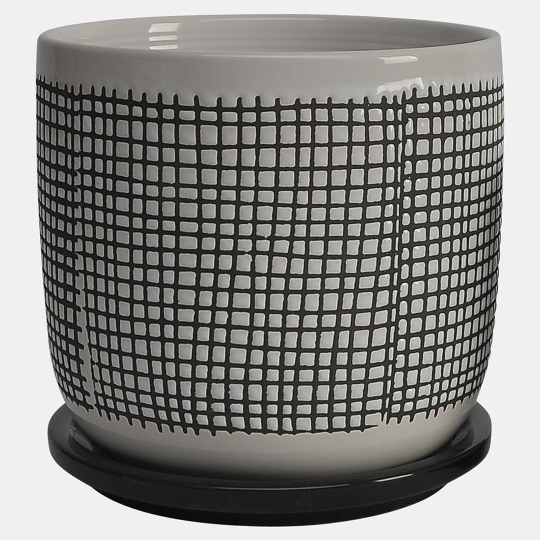 Sagebrook Home S/2 5/6&quot; Mesh Design Planter W/ Saucer,  Gray