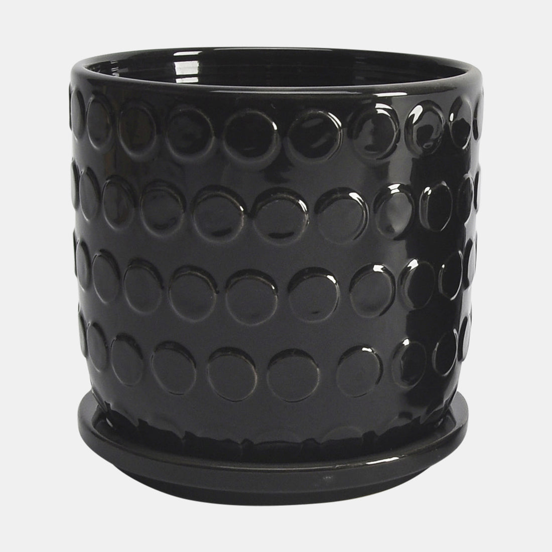 Sagebrook Home S/2 5/6&quot; Bubble Planter W. Saucer, Black