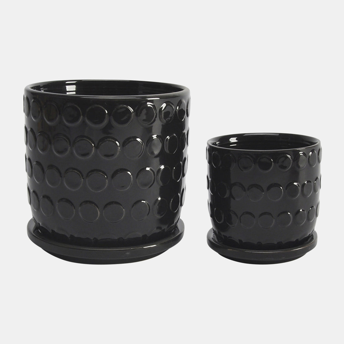 Sagebrook Home S/2 5/6&quot; Bubble Planter W. Saucer, Black