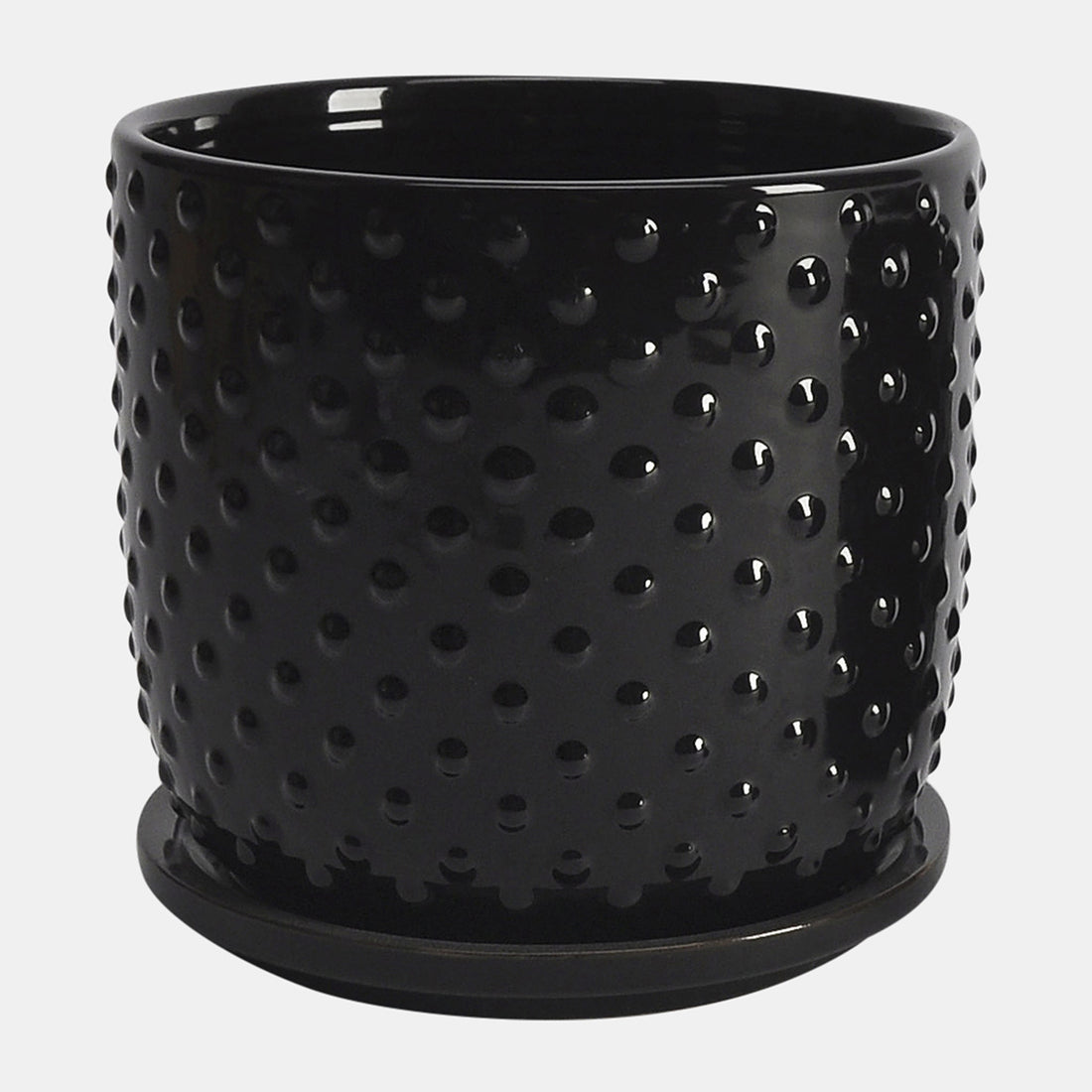 Sagebrook Home S/2 5/6&quot; Tiny Dots Planter W/ Saucer, Black