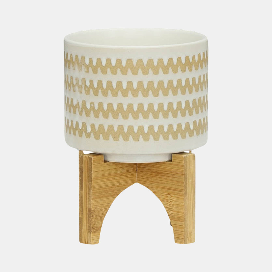 Sagebrook Home S/2 5/8&quot; Zig-zag Planter W/ Stand, White
