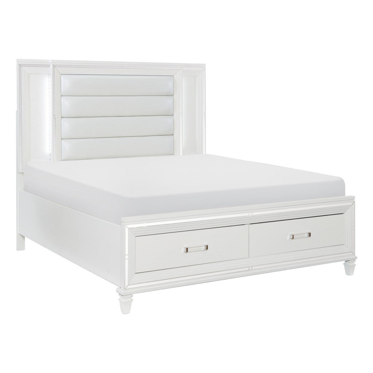 (3) California King Platform Bed with LED Lighting and Footboard Storage 1616WK-1CK*