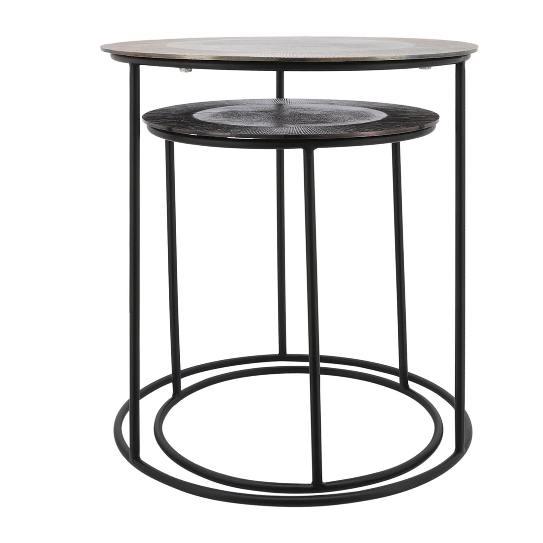 Sagebrook Home Metal, S/2 Side Tables W/ Aluminum Top, Black