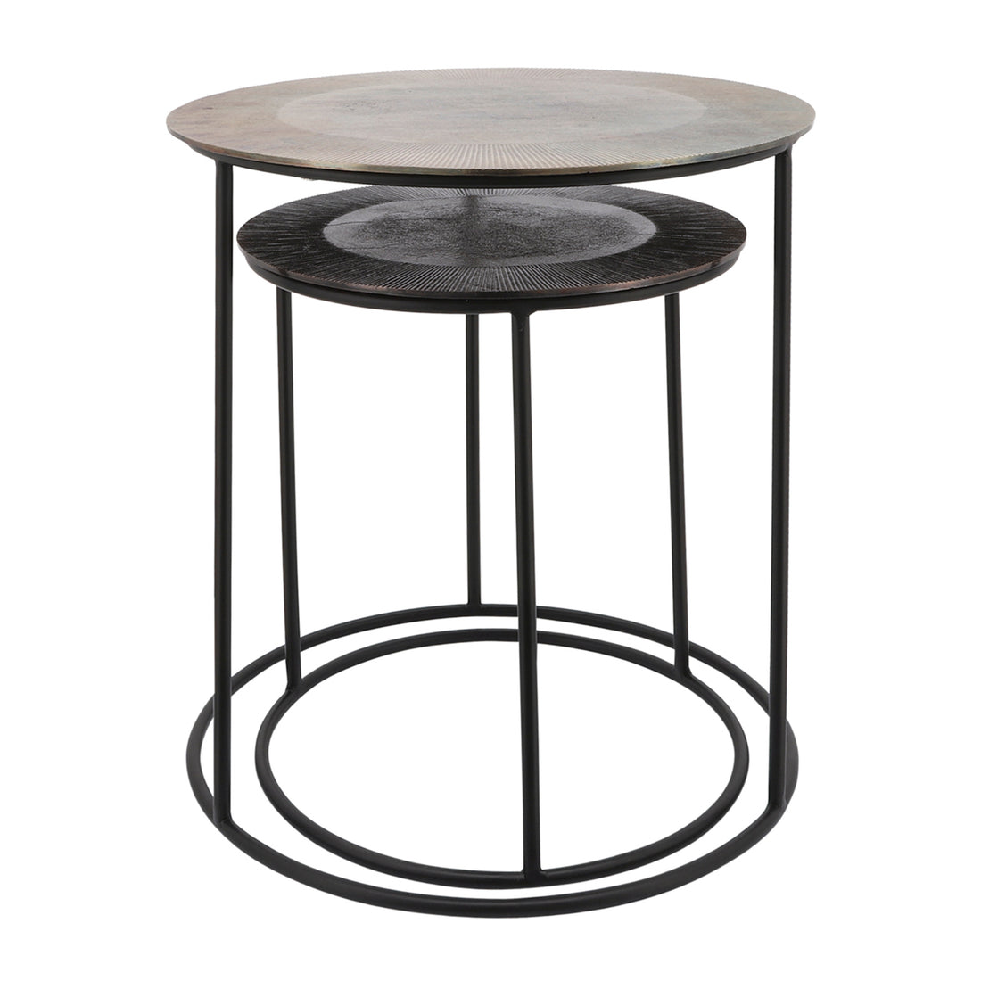 Sagebrook Home Metal, S/2 Side Tables W/ Aluminum Top, Black