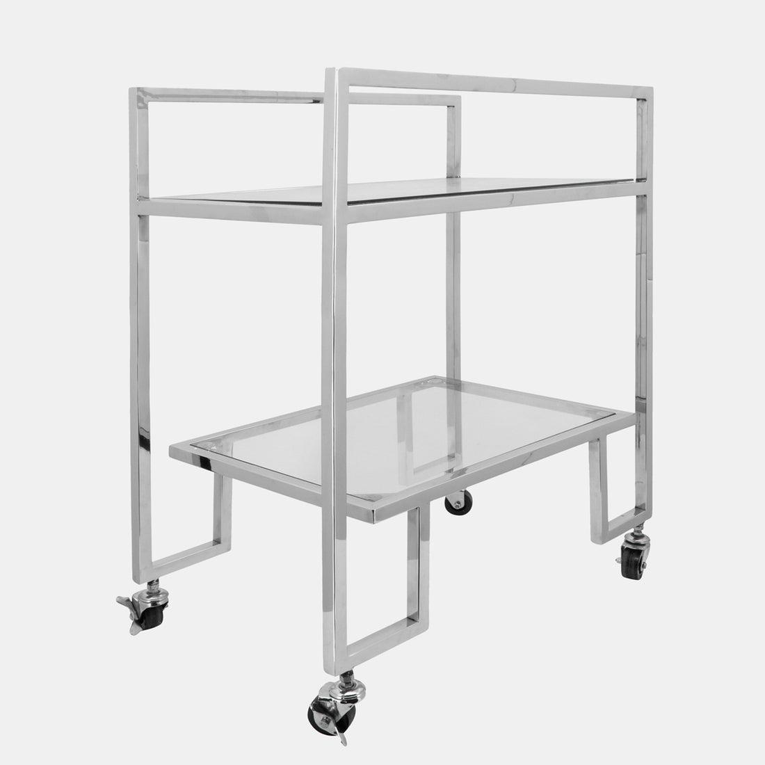 Sagebrook Home Metal, 26x32 2-layered Bar Cart, Silver