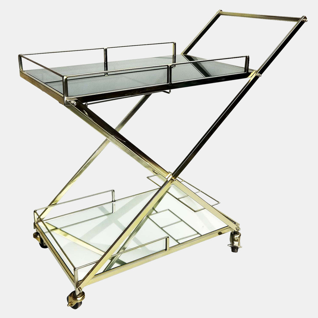 Sagebrook Home Two Tier 33&quot;h Rolling Bar Cart, Gold