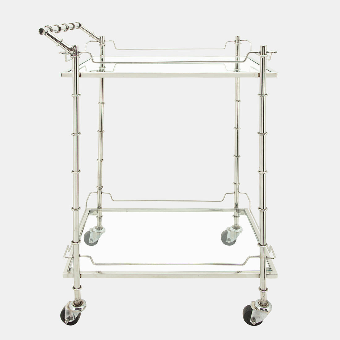 Sagebrook Home Two Tier 30&quot;h Rolling Bar Cart, Silver