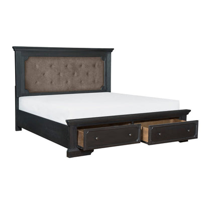 (3) Queen Platform Bed with Footboard Drawers 1647-1*