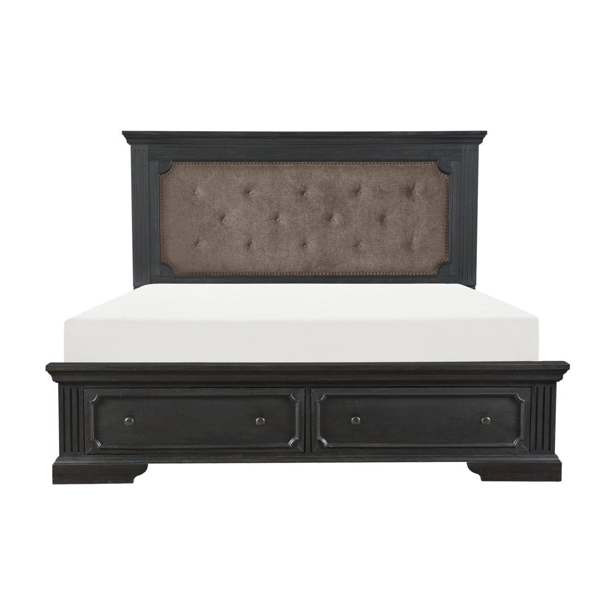 (3) Queen Platform Bed with Footboard Drawers 1647-1*