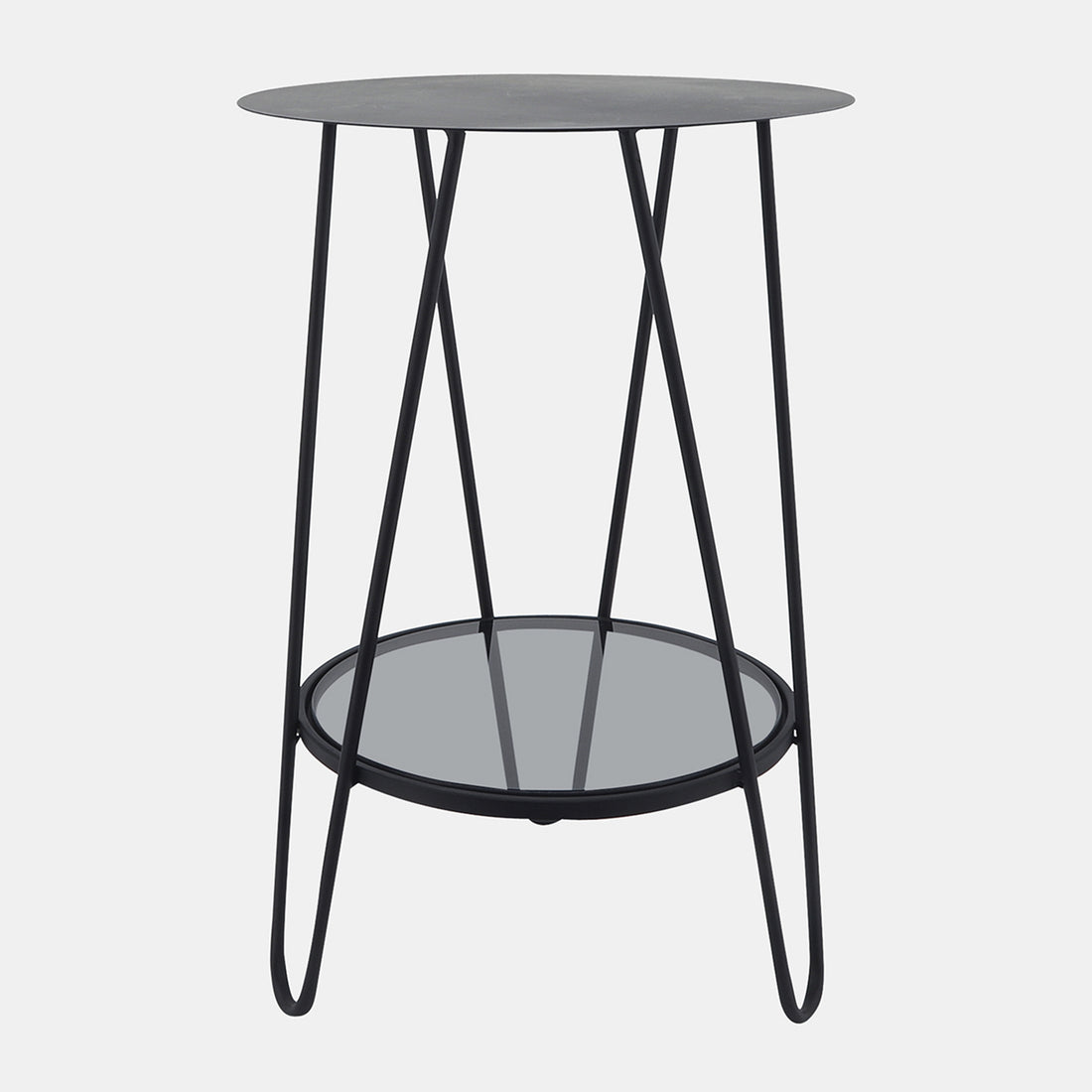 Sagebrook Home Metal, 23&quot;h 2-layered Side Table Glass Bottom, Bla