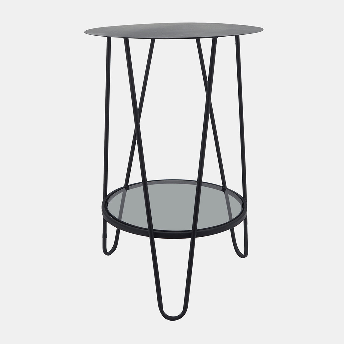 Sagebrook Home Metal, 23&quot;h 2-layered Side Table Glass Bottom, Bla