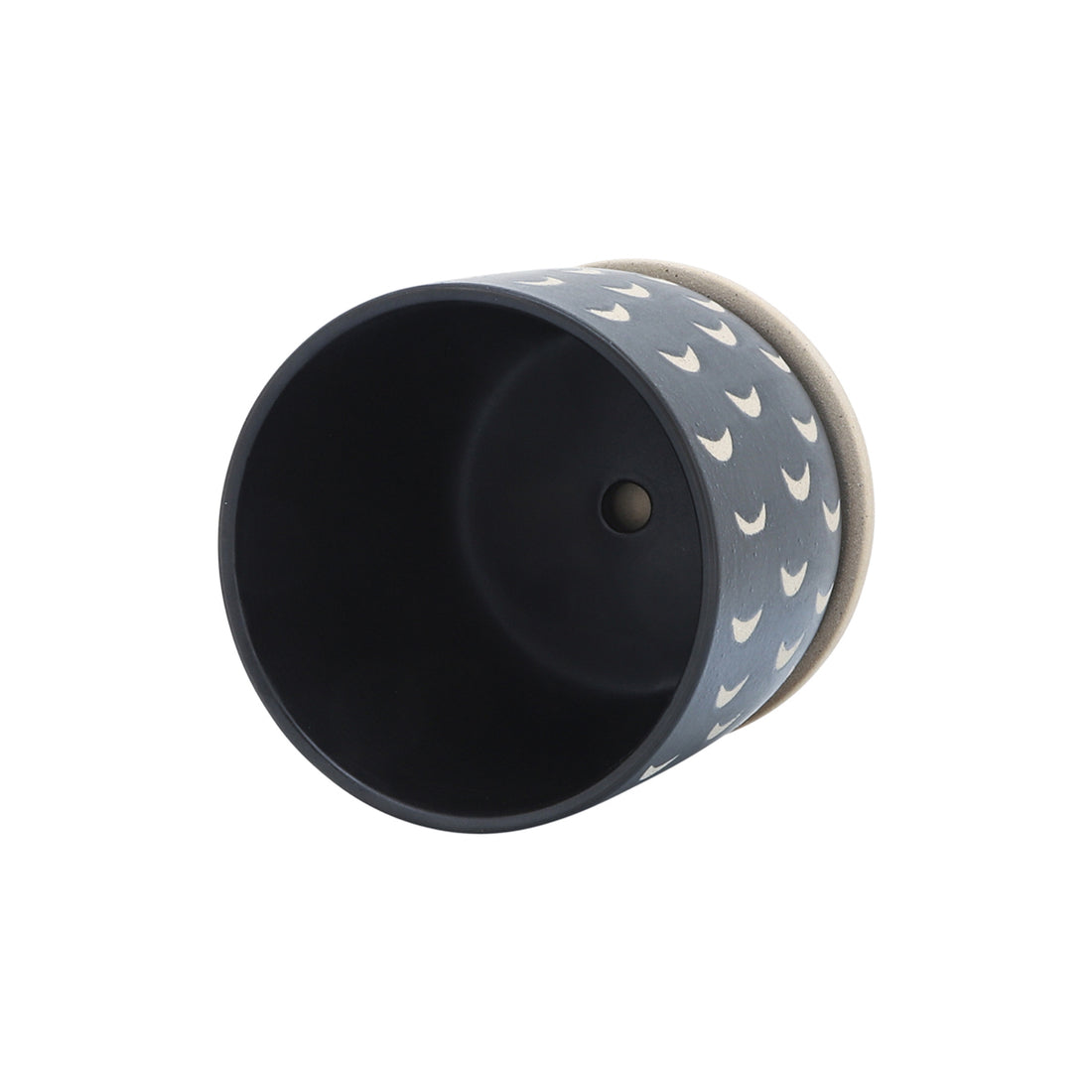 Sagebrook Home Ceramic S/2 5/6&quot; Moon Planter Saucer, Black