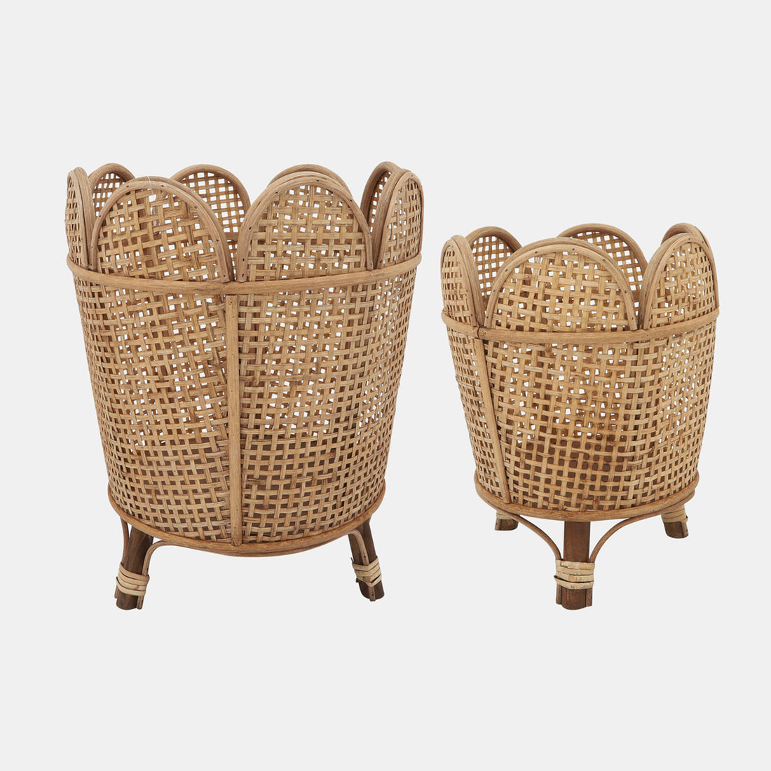 Sagebrook Home Bamboo/rattan, S/2 11/14&quot;d Wavy Planters, Brown