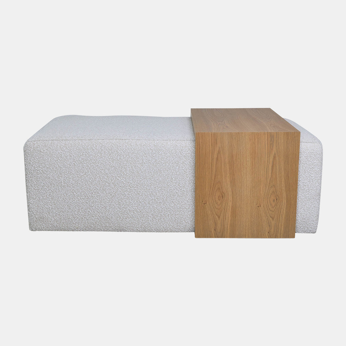 Sagebrook Home Modern Rectangular Ottoma, Wood Accent, Ivory