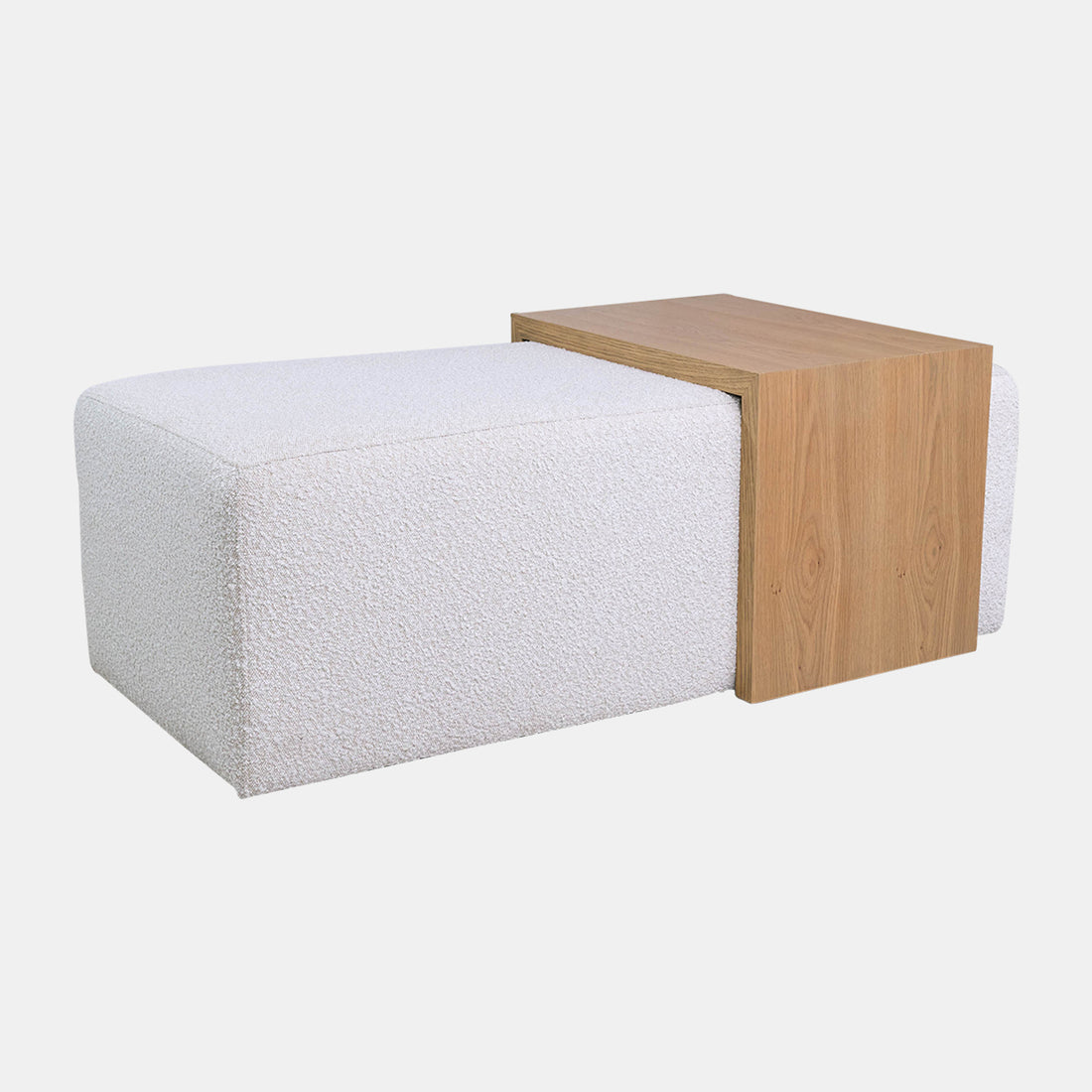 Sagebrook Home Modern Rectangular Ottoma, Wood Accent, Ivory