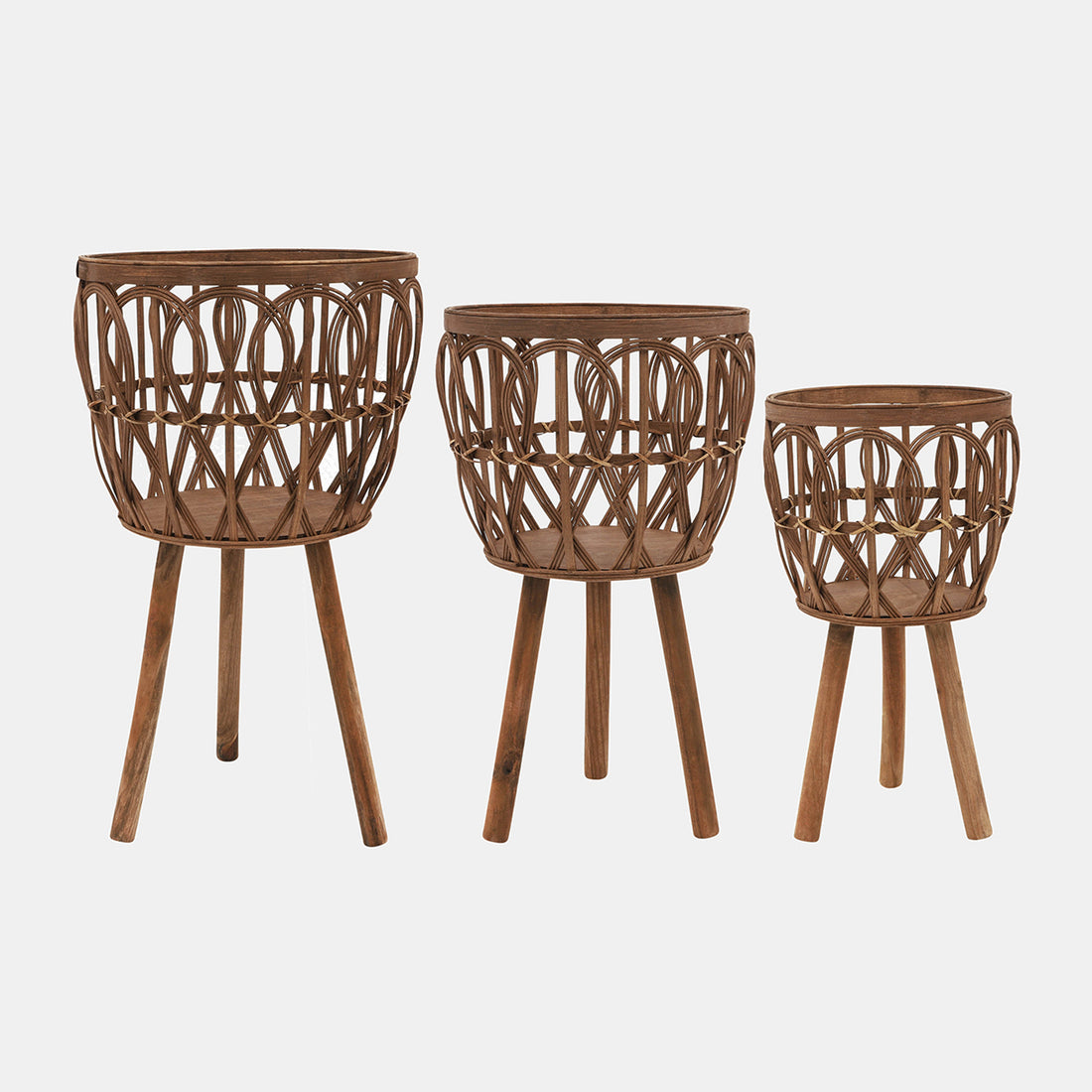 Sagebrook Home S/3 Bamboo Planters 11/13/15&quot; Brown