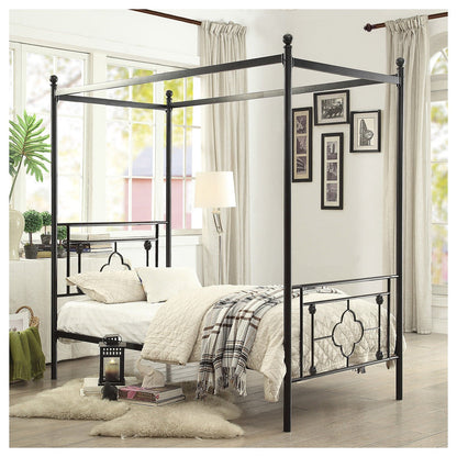 TWIN SIZE CANOPY METAL BED, ROUND POST,3A 1758T-1