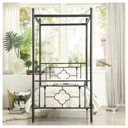 TWIN SIZE CANOPY METAL BED, ROUND POST,3A 1758T-1