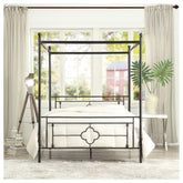QUEEN SIZE CANOPY METAL BED, ROUND POST, 3A 1758-1