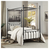 TWIN SIZE CANOPY METAL BED, ROUND POST, 3A 1761T-1