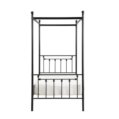 TWIN SIZE CANOPY METAL BED, ROUND POST, 3A 1761T-1