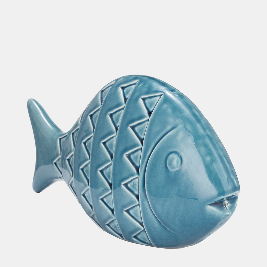 Sagebrook Home Cer,13&quot;,zigzag Scaled Fish,blue