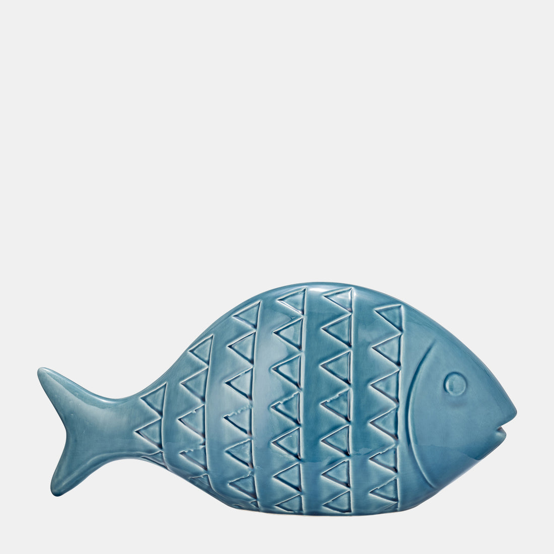 Sagebrook Home Cer,17&quot;,zigzag Scaled Fish,blue
