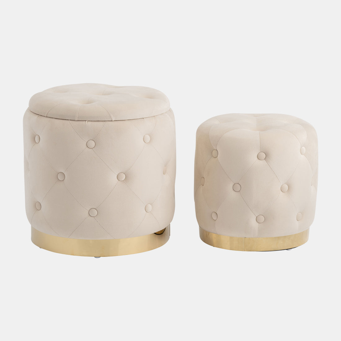 Sagebrook Home S/2 14&quot;/18&quot; Tufted Storage Ottoman, Cream